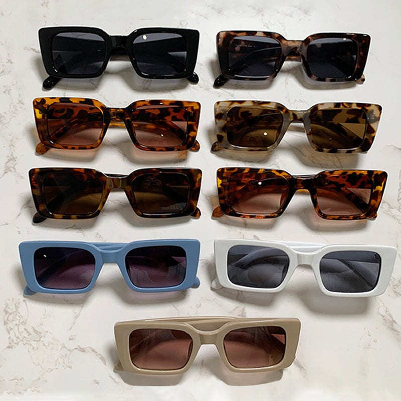 Rectangle Sunglasses - Retro Leopard Shades UV400