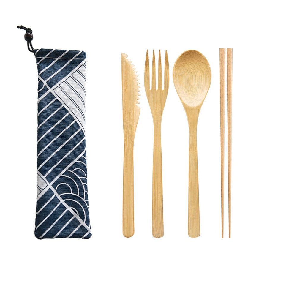 Bamboo Japanese Tableware Set and Environmentally Friendly Cloth Bag