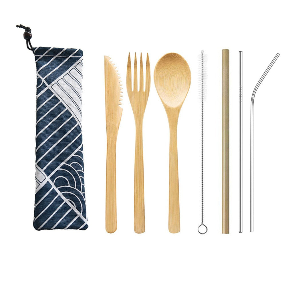 Bamboo Japanese Tableware Set and Environmentally Friendly Cloth Bag