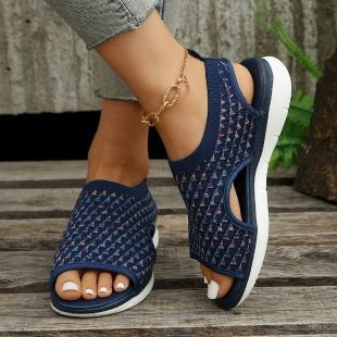 Women's Casual Sports Sandals - Breathable, Woven, And Thick Sole