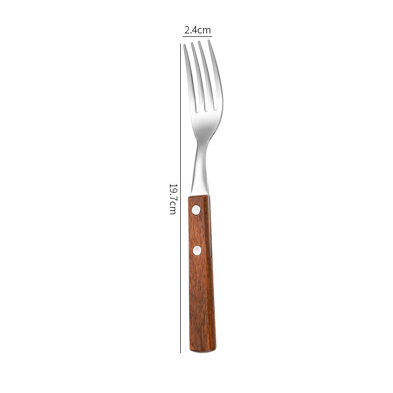 Rosewood & Stainless Steel Tableware Set - Knife, Fork, Spoon, Chopstic