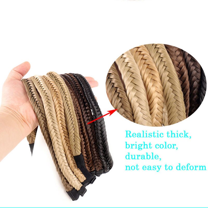 16 Inch Synthetic Wig - Woven Fishbone Hairband