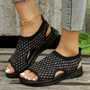 Women's Casual Sports Sandals - Breathable, Woven, And Thick Sole