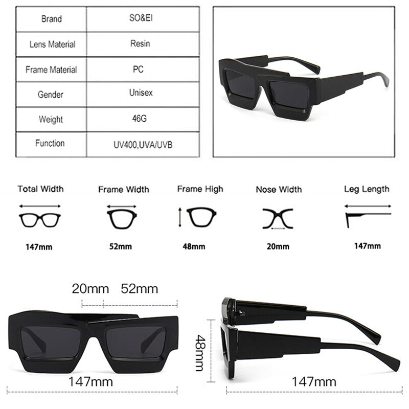 Irregular Square Sunglasses - Double Color Shades