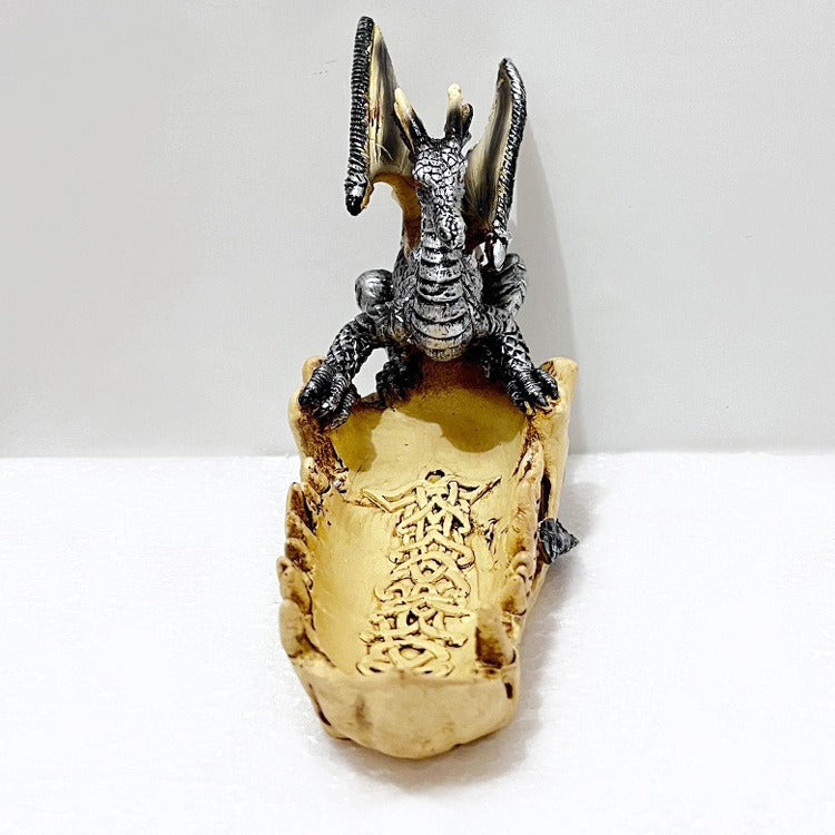 Minimalist Dragon Tooth Boat Sculpture - Resin Decoration