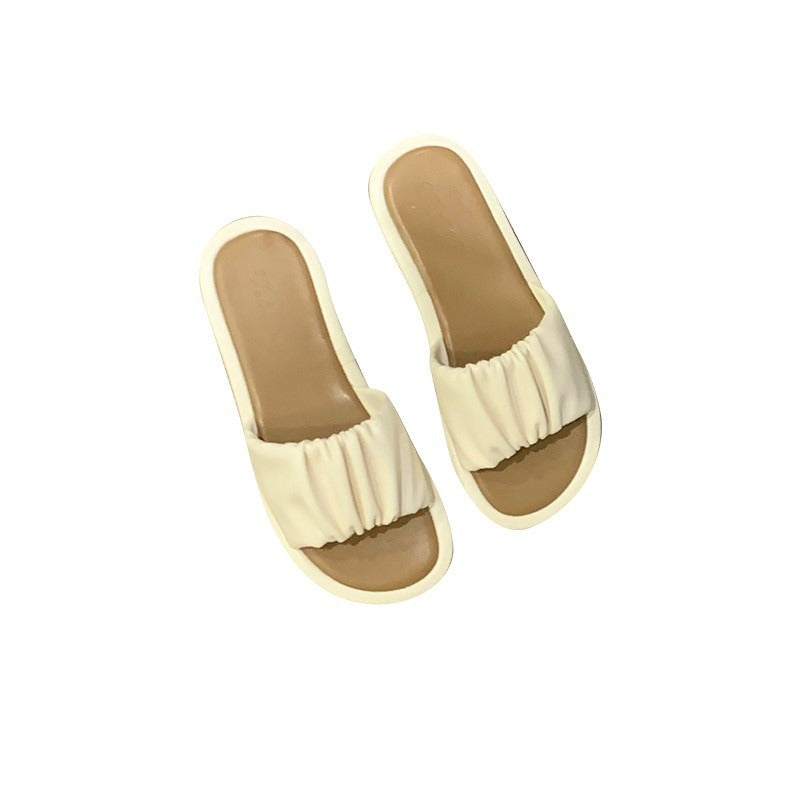 Pleated Flat Bottom Soft Sole Slippers