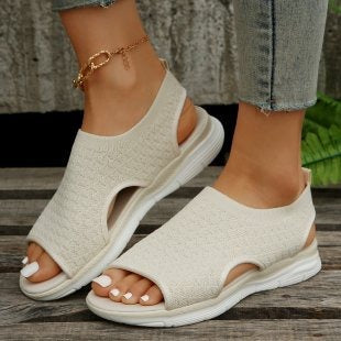 Women's Casual Sports Sandals - Breathable, Woven, And Thick Sole