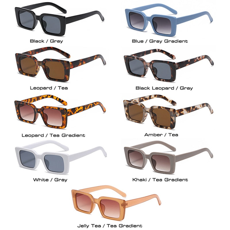 Rectangle Sunglasses - Retro Leopard Shades UV400