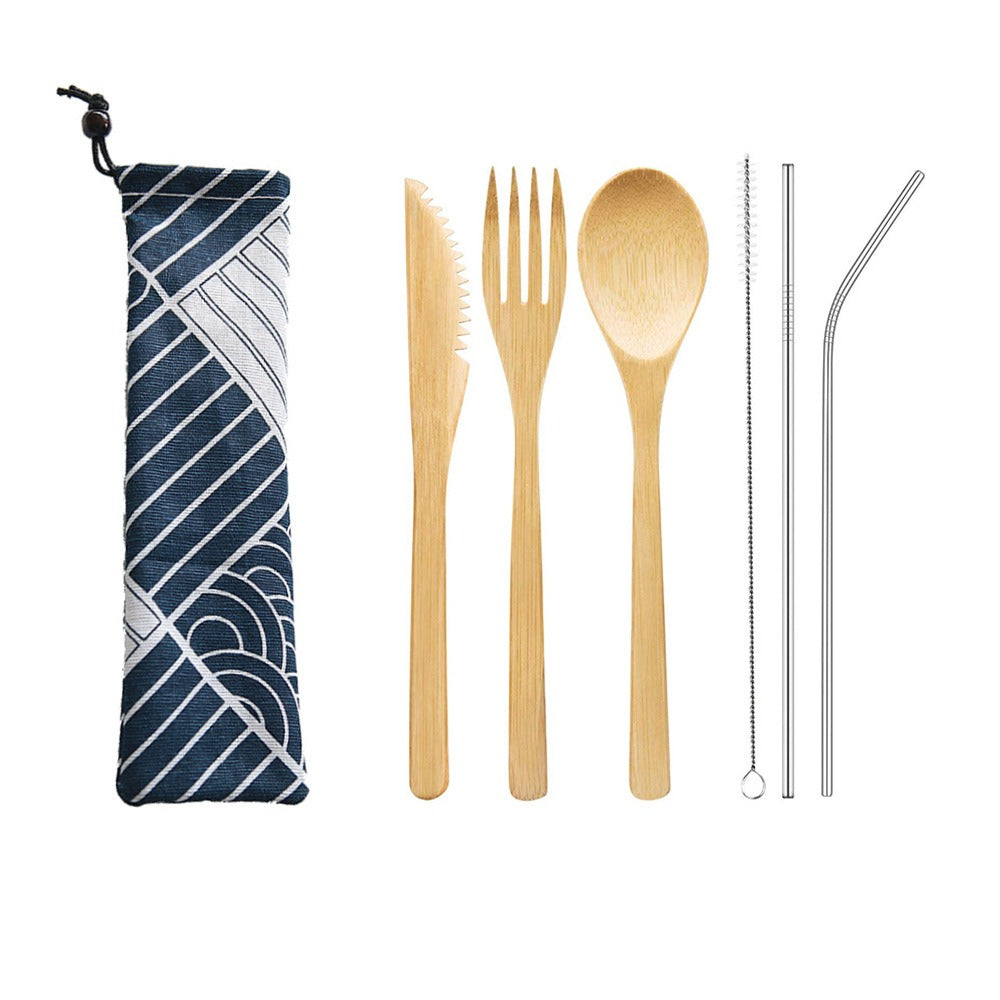 Bamboo Japanese Tableware Set and Environmentally Friendly Cloth Bag